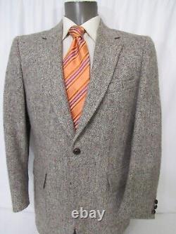 Harris Tweed Vtg Herringbone Brown Wool SCOTLAND Sport Coat Saks Fifth Ave