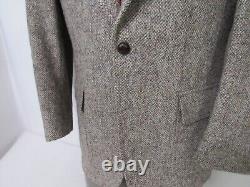 Harris Tweed Vtg Herringbone Brown Wool SCOTLAND Sport Coat Saks Fifth Ave