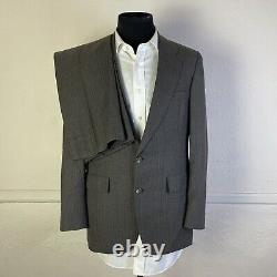 Hart Schaffner Marx 2 Piece Suit Mens 40R 34x31 Vintage Brown Pinstripe Flannel