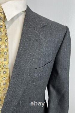 Hickey Freeman Custom Men's Charcoal Pinstripe Wool Suit 44 R Pants 38 X 28 VTG