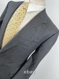 Hickey Freeman Custom Men's Charcoal Pinstripe Wool Suit 44 R Pants 38 X 28 VTG