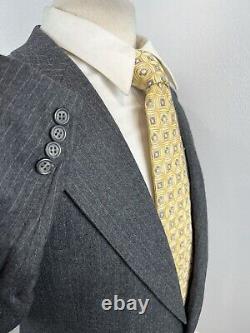 Hickey Freeman Custom Men's Charcoal Pinstripe Wool Suit 44 R Pants 38 X 28 VTG