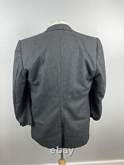 Hickey Freeman Custom Men's Charcoal Pinstripe Wool Suit 44 R Pants 38 X 28 VTG