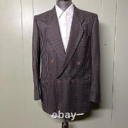 Hugo Boss WOOL SILK 38R Tweed Double Breasted vtg Blazer Jacket