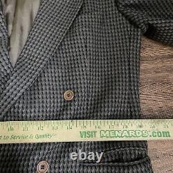 Hugo Boss WOOL SILK 38R Tweed Double Breasted vtg Blazer Jacket