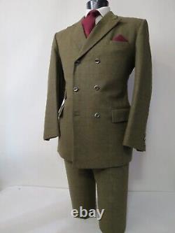 Incredible VTG Campus Corner Union made tweed windowpane canvas suit 42 R WOW
