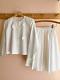 Issey Miyake Sport 1980s White Crisp Cotton Poplin Blouse Skirt Suit Set Dress