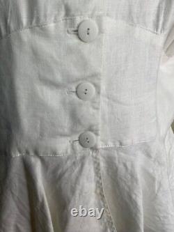 Jessica McClintock White Linen Skirt Jacket Suit Vintage shoulder pads peplum