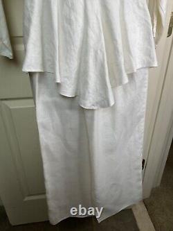 Jessica McClintock White Linen Skirt Jacket Suit Vintage shoulder pads peplum