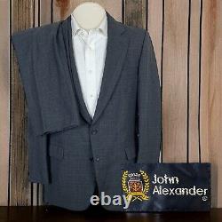 John Alexander 2 Piece Suit Mens 40R 34x29 Gray Check Plaid Flannel Vintage