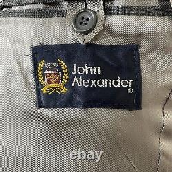 John Alexander 2 Piece Suit Mens 40R 34x29 Gray Check Plaid Flannel Vintage