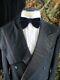 John Richman Vintage 1940s Black Wool Flannel Db Formal Tuxedo Suit 38l