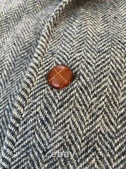 LOFT & BROWNSTONE Vintage Wool Herringbone Patch Pocket Jacket Size 38 L