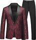 Mogu Mens 2 Piece Paisley Suit Shawl Lapel Tuxedo Slim Fit Vintage Dinner Jacket