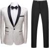 Mogu Mens 2 Piece Paisley Suit Shawl Lapel Tuxedo Slim Fit Vintage Dinner Jacket