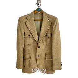 MacAll Fifth Avenue Blazer Vintage Camel Wool Tweed Hunt Jacket Patch Pockets