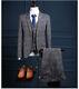 Men Suit Gray Plaid Tweed Vintage Check Retro Prom Groom Tuxedo Wedding Suit