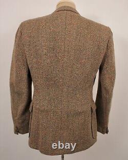 Men's VTG 30s 40s Green & Brown Tweed Pinch Front Blazer Suit Jacket Sz 36 1930s