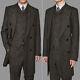 Men's Vintage Coffee Suits Herringbone Long Vested Suits 3pcs