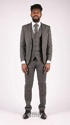 Mens 3 Piece Suit Tweed Check Vintage Retro Tailored Fit 1920s