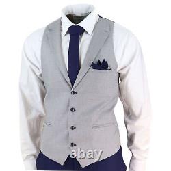 Mens 3 Piece Tweed Herringbone VIntage 1920s Gatsby Suit Blue