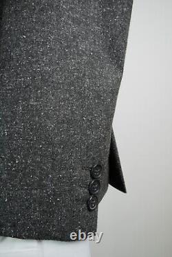 Mens Grey Tweed 3 Piece Suit Vintage Slim Fit Wool Silk 42R W36 L31