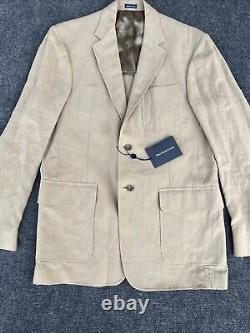 NOS Vintage POLO RALPH LAUREN Blazer Jacket Men's MD 42R 100% Linen Beige