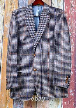 NWT Vintage Lands End Men's Houndstooth Wool Tweed Sport Coat Jacket 40 Long