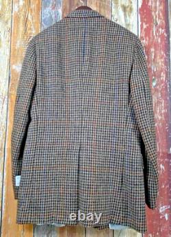 NWT Vintage Lands End Men's Houndstooth Wool Tweed Sport Coat Jacket 40 Long