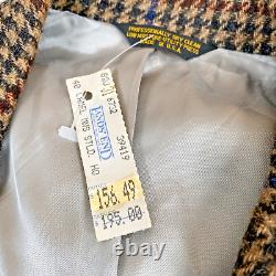 NWT Vintage Lands End Men's Houndstooth Wool Tweed Sport Coat Jacket 40 Long