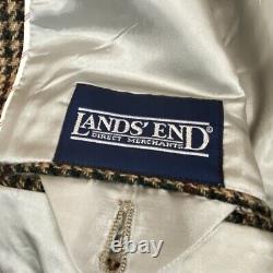 NWT Vintage Lands End Men's Houndstooth Wool Tweed Sport Coat Jacket 40 Long