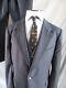 Nino Cerutti Vintage Union Made Usa Blue Stripe Wool Flannel Three Piece Suit 44