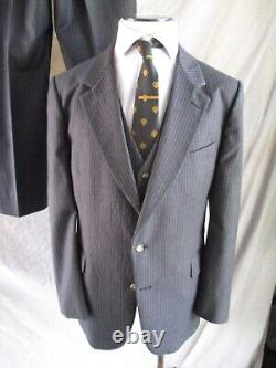 Nino Cerutti vintage union made USA blue stripe wool flannel three piece suit 44