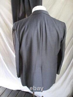 Nino Cerutti vintage union made USA blue stripe wool flannel three piece suit 44