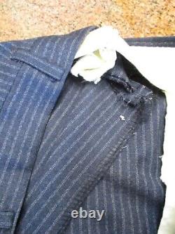 Nino Cerutti vintage union made USA blue stripe wool flannel three piece suit 44