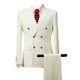 Pinstripe Men Suits Double Breasted Jackets Blazer Formal Wedding Suits 2 Pieces