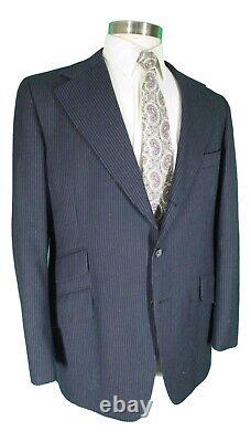 Polo Ralph Lauren Vtg Chaps Mens Navy Stripe 3 Btn Flannel Suit 44L USA