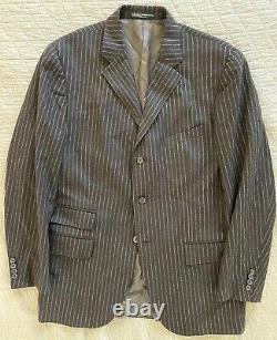 Polo by Ralph Lauren Vintage Chalk Stripe Wool Flannel Ticket Pocket Jacket 42 R