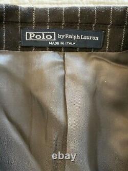 Polo by Ralph Lauren Vintage Chalk Stripe Wool Flannel Ticket Pocket Jacket 42 R