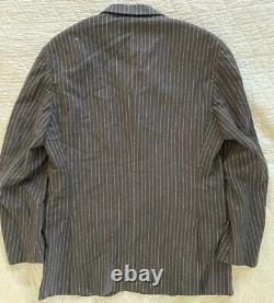 Polo by Ralph Lauren Vintage Chalk Stripe Wool Flannel Ticket Pocket Jacket 42 R