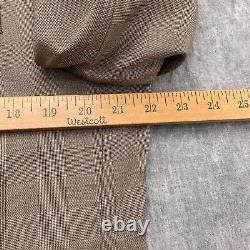 Ralph Lauren Chaps Suit Men 43/34W x 30L Brown White Glen Plaid Pleat Cuff VTG