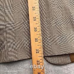 Ralph Lauren Chaps Suit Men 43/34W x 30L Brown White Glen Plaid Pleat Cuff VTG