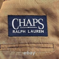 Ralph Lauren Chaps Suit Men 43/34W x 30L Brown White Glen Plaid Pleat Cuff VTG