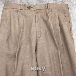 Ralph Lauren Chaps Suit Men 43/34W x 30L Brown White Glen Plaid Pleat Cuff VTG