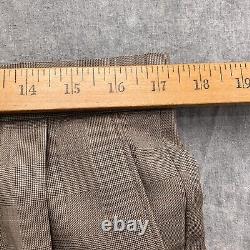 Ralph Lauren Chaps Suit Men 43/34W x 30L Brown White Glen Plaid Pleat Cuff VTG