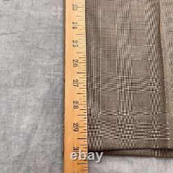 Ralph Lauren Chaps Suit Men 43/34W x 30L Brown White Glen Plaid Pleat Cuff VTG