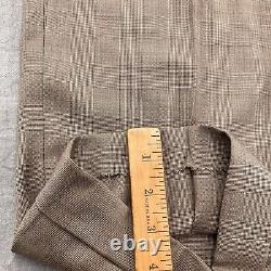 Ralph Lauren Chaps Suit Men 43/34W x 30L Brown White Glen Plaid Pleat Cuff VTG