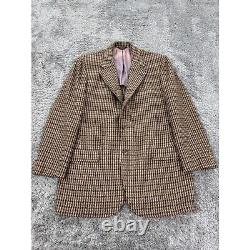 Southwick Blazer Mens 44L Brown Wool Houndstooth Tweed Sports Coat Jacket Vtg