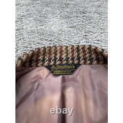 Southwick Blazer Mens 44L Brown Wool Houndstooth Tweed Sports Coat Jacket Vtg