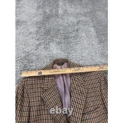 Southwick Blazer Mens 44L Brown Wool Houndstooth Tweed Sports Coat Jacket Vtg